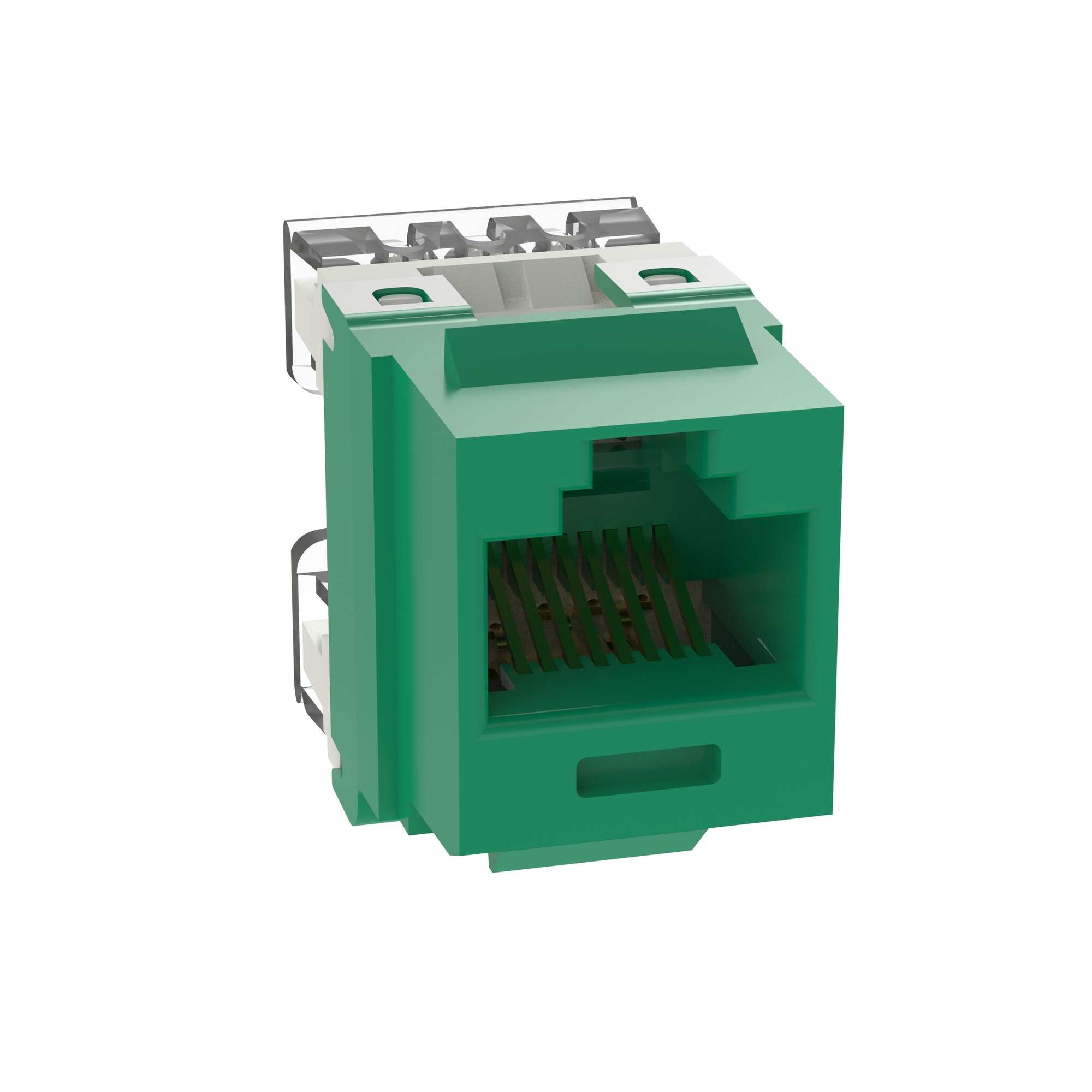 NKP5E88MGR NetKey 1-Slot 8-Position 8-Wire Punchdown Unshielded Keystone Jack Module, Cat 5e/Keystone Module, Surface Mount, 1 Port, ABS/Polycarbonate, Green