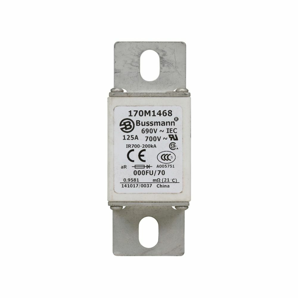 170M1468 Semi-Conductor High Speed Fuse, 125 A, 690 V, 200 kA Interrupt, Class: aR, Square Body