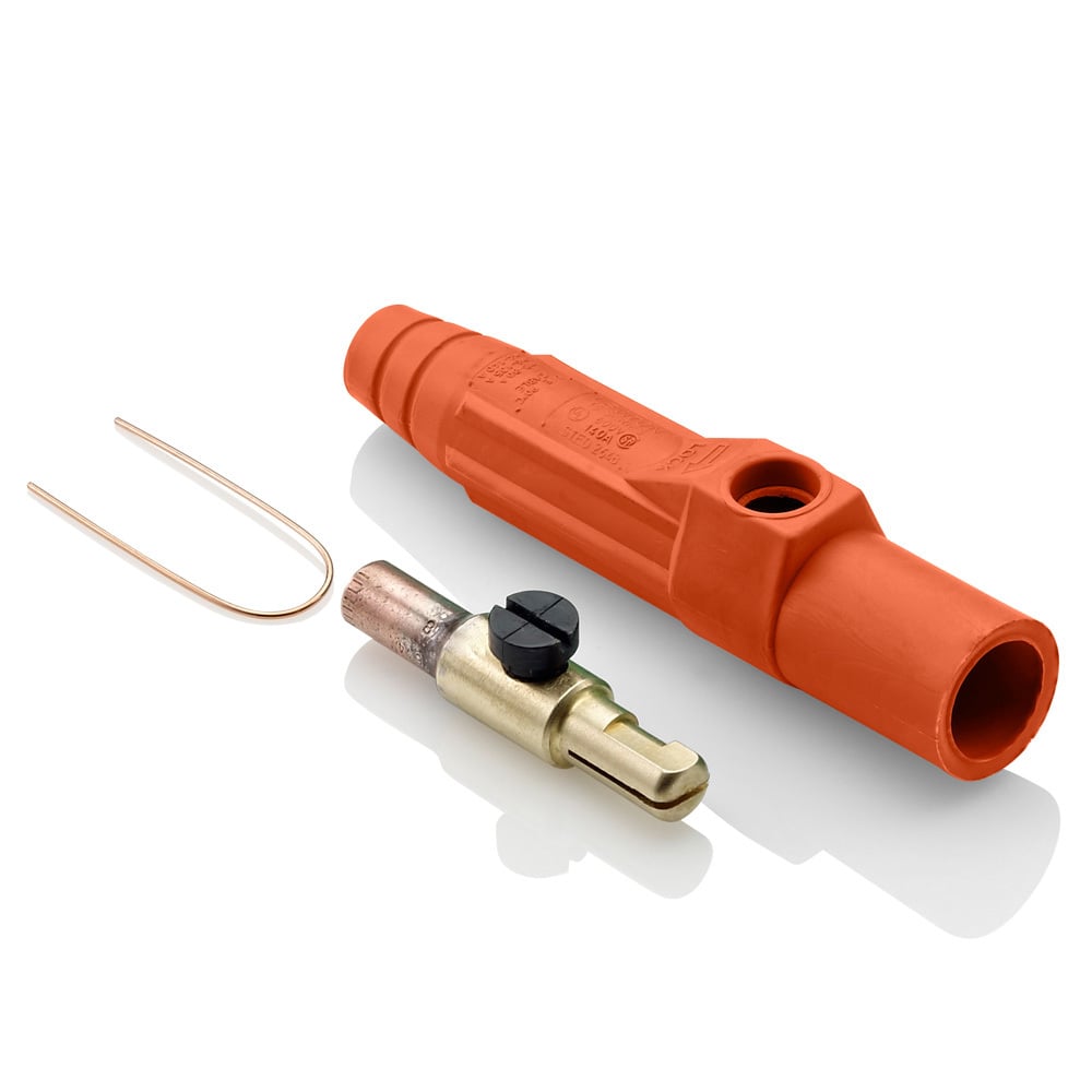 15D23-UO Rhino-Hide 1-Pole Cam Type Taper Nose Detachable Male Plug, 12 to 24 V AC/DC, 140 A, 8 to 4 AWG Wire, Crimped Connection, NEMA 3R NEMA Rating