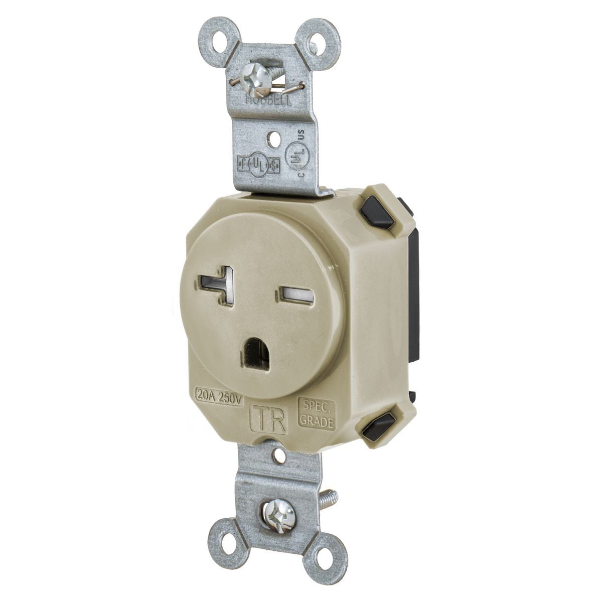 SNAP5461ITR Extra Heavy Duty Single Standard Tamper-Resistant Straight Blade Receptacle, 250 V, 20 A, 2 Poles, 3 Wires, Ivory