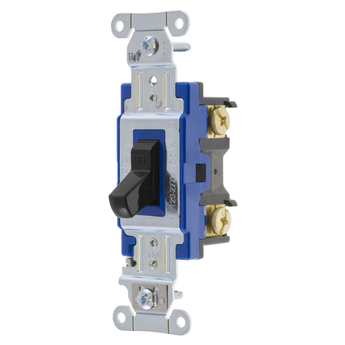 1201BK 2-Position Heavy Duty Standard Toggle Switch, 120 to 277 V AC, 15 A, 4155 W Power Rating, 2-Position Contact