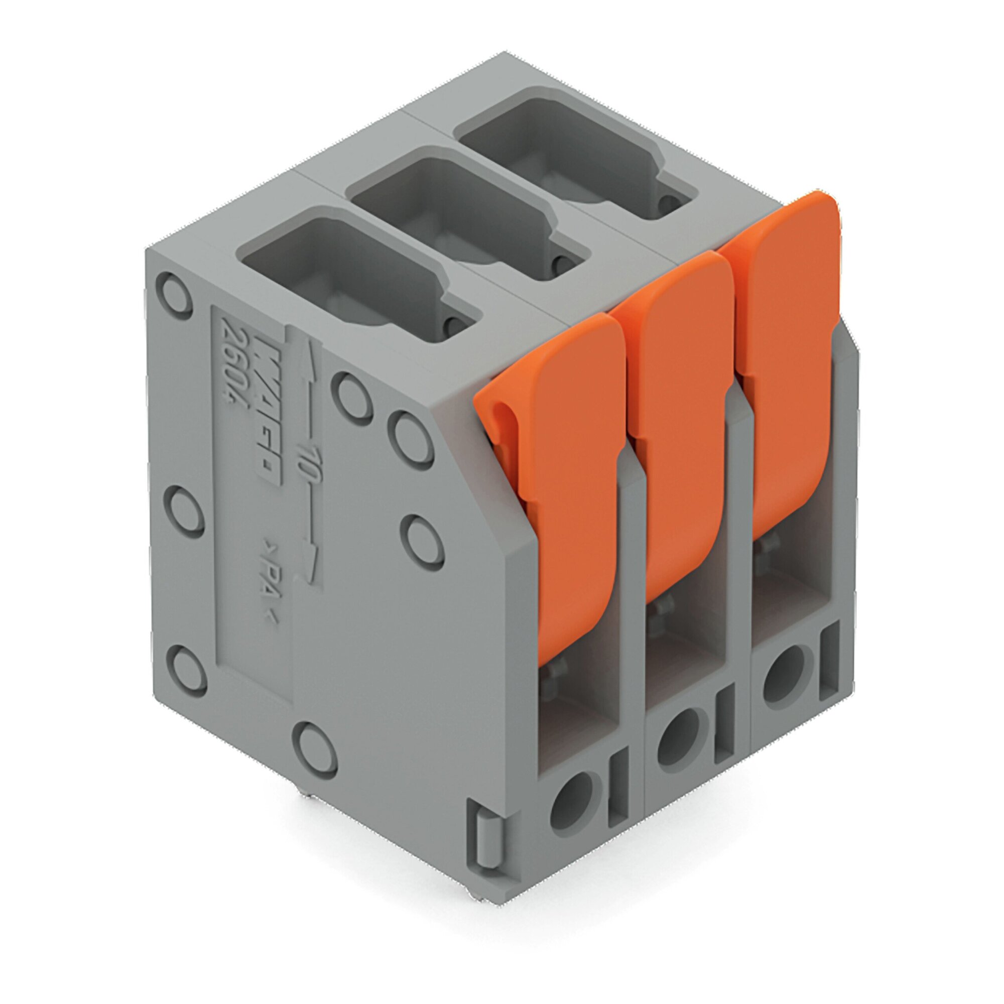 2604-3104 Lever PCB Terminal Block, 630 V, 32 A, 24 to 12 AWG Wire, 4 Poles