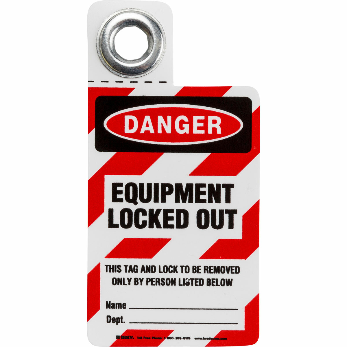 105722 1-Sided Rectangular Padlock Tag, 3 in H x 2 in W, Black/Red on White, 3/8 in Hole, Vinyl