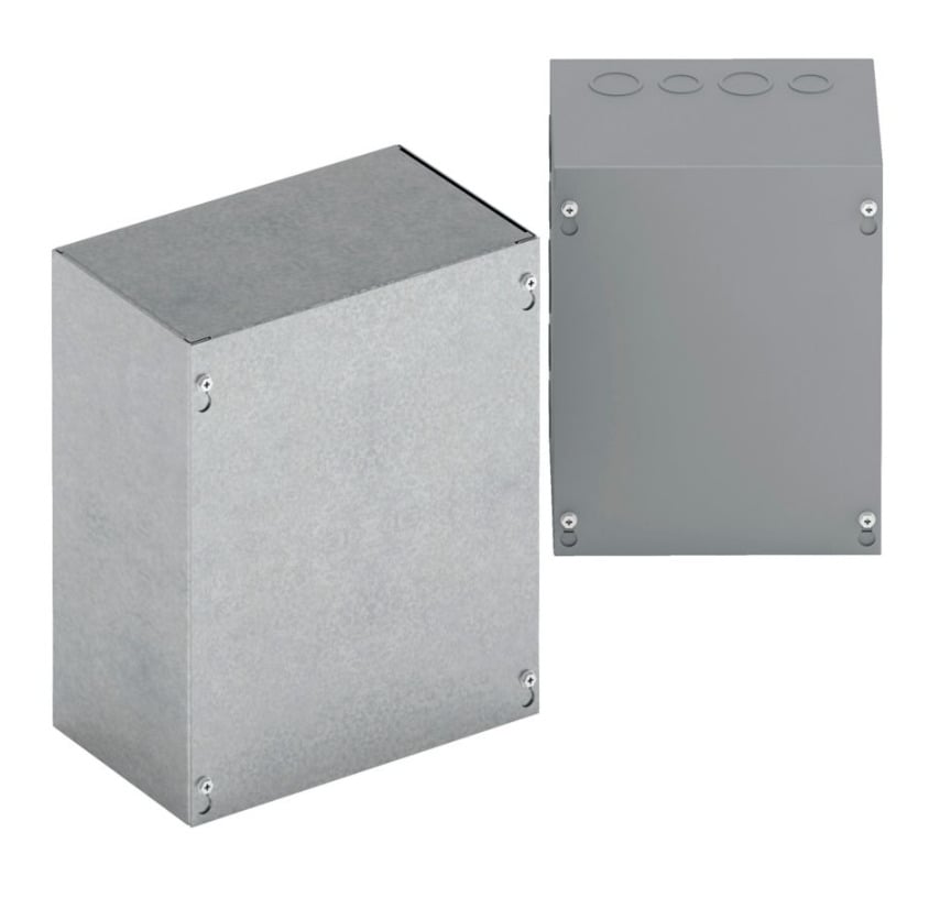 12104 SC Electrical Enclosure Box With Knockout, 12 in H x 10 in W x 4 in D, Screw Cover, NEMA 1/IP30 NEMA Rating, Carbon steel