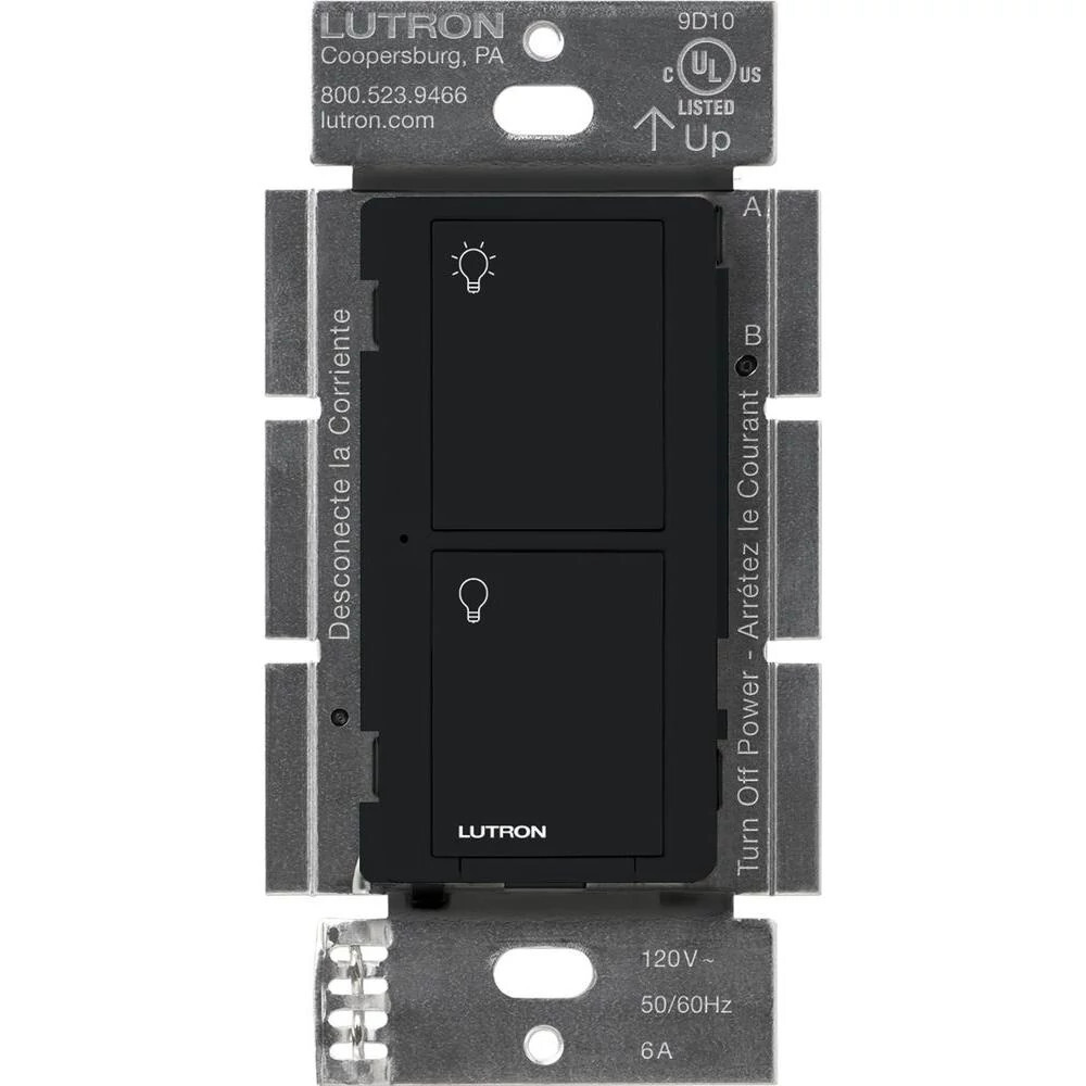 PD-6ANS-BL Caseta Original Smart Switch, 6 Amp Light or 3.6 Amp Fan, Neutral Required, 120V, Black