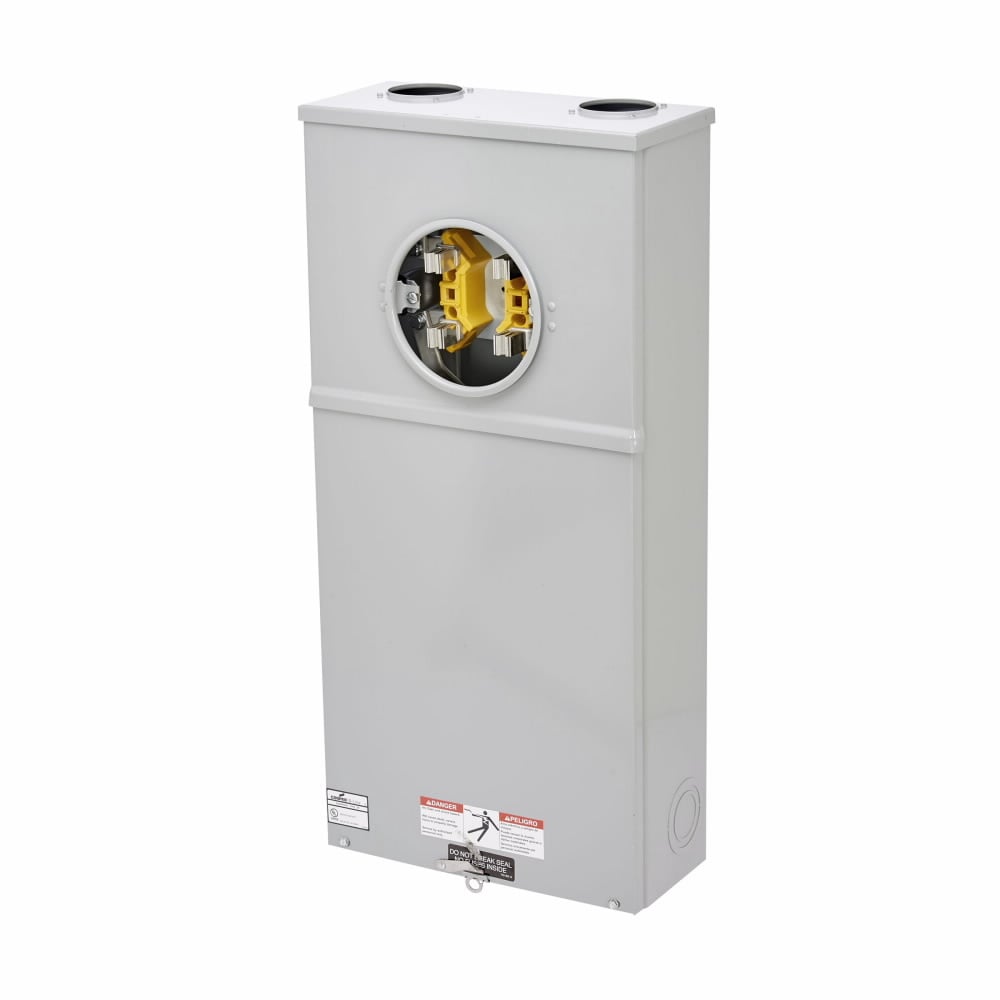 124 TB Single Meter Socket, 200 Amp, Test Block, Ringed, 3R, ANSI 61 Gray Painted, #14-2/0, #14-2/0, Stainless Steel, Surface Mount, 4 Jaw, 1 Position, 1 Phase, 3 Wire, OH, UG