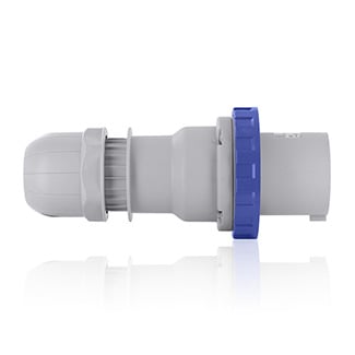W363-P9 Series I International Configuration Watertight Pin and Sleeve Plug, 200 to 250 V AC, 63 A, 3 Poles, 4 Wires, Blue