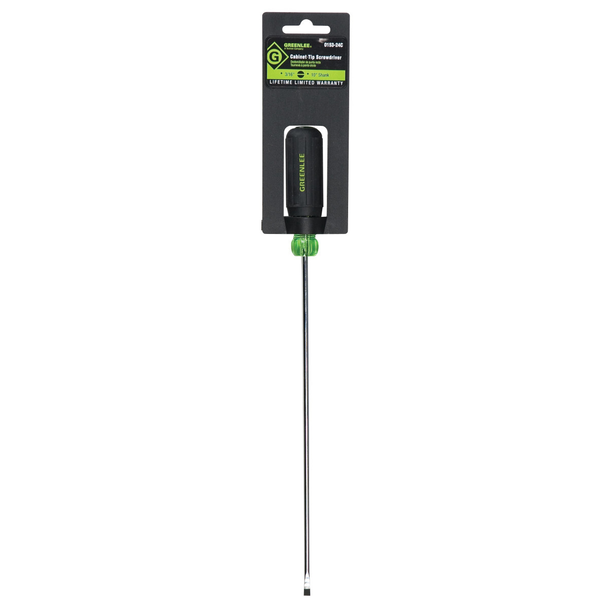 0153-24C Flat Blade Heavy Duty Screwdriver, 3/16 in Cabinet Point, Steel Shank, 13-3/4 in OAL, Acetate Handle, Phosphate Plated