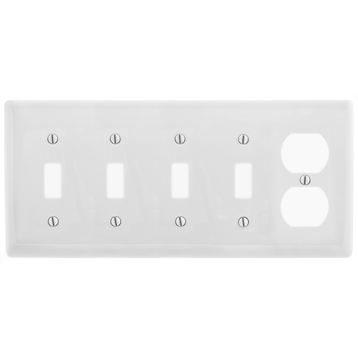 NP48W Standard Combination Wall Plate and Box Cover, 5 Gangs, 10.21 in W x 4.625 in H, Nylon, White