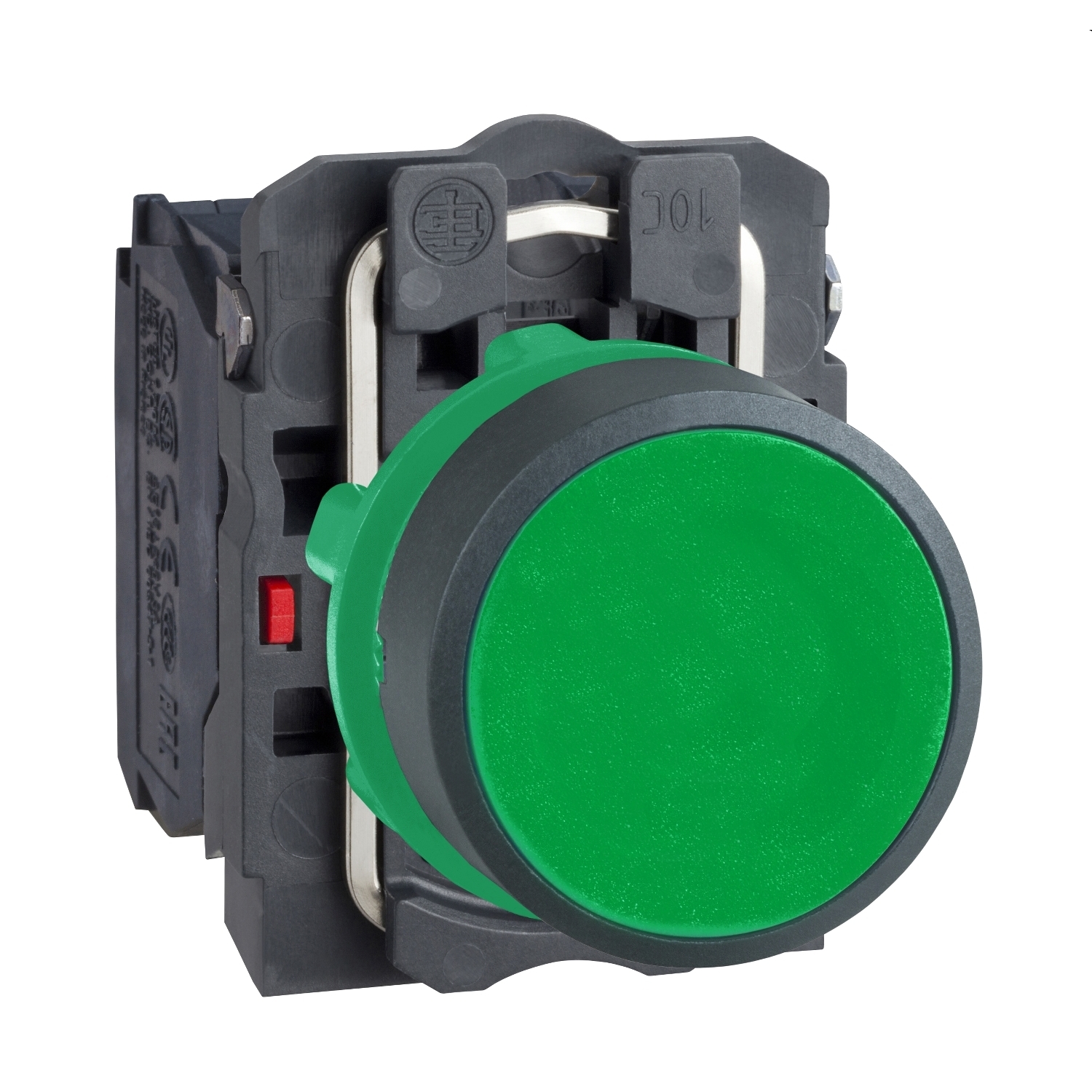 XB5AA35 Harmony Non-Illuminated Pushbutton With Block, 22 mm, 1NO-1NC Contact, Flush Operator, Green