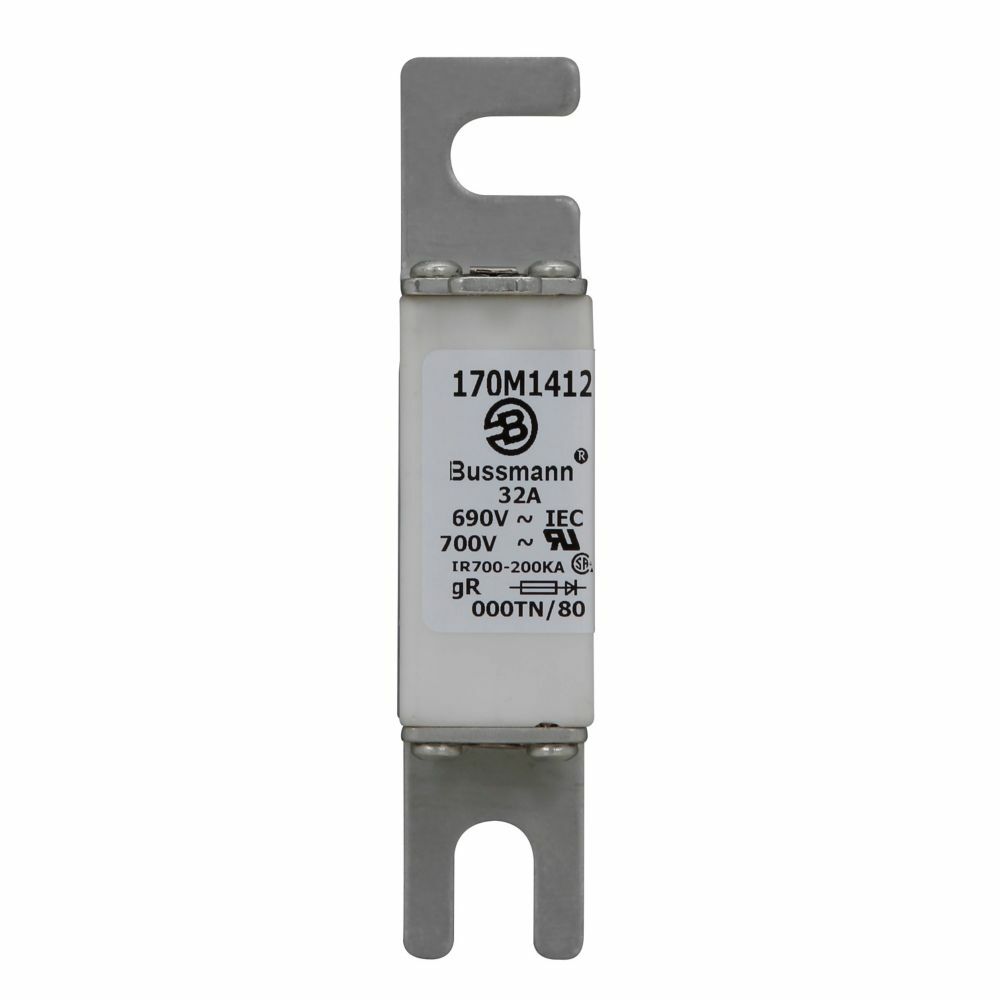 170M1412 Square Body Type TN/80/T High Speed Fuse, 32 A, 690 V, 200 kA Interrupt, Class: gR, Square Body