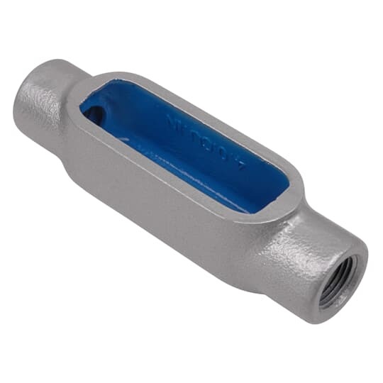 C37-G Ocal-Blue Type-C Conduit Body With Cover, 1 in Hub, Form 7 Form, 10.6 cu-in Capacity, Iron, Hot Dipped Galvanized/PVC Coated