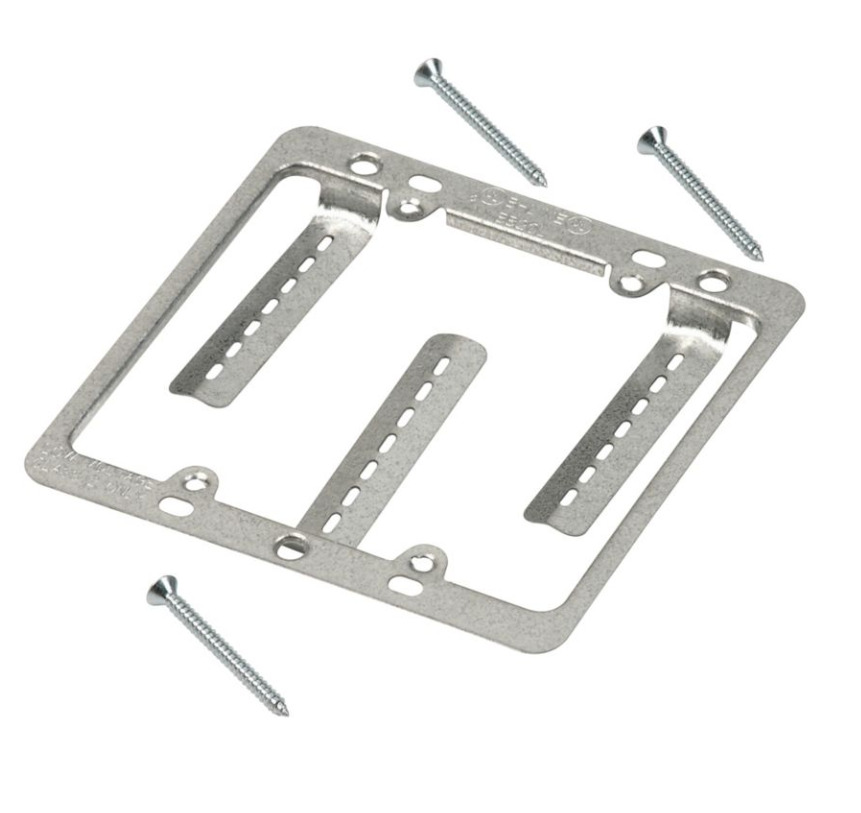 BB20L 2-Gang Mounting Bracket, For Use With Low Voltage Outlet, Fastened Mount, Steel