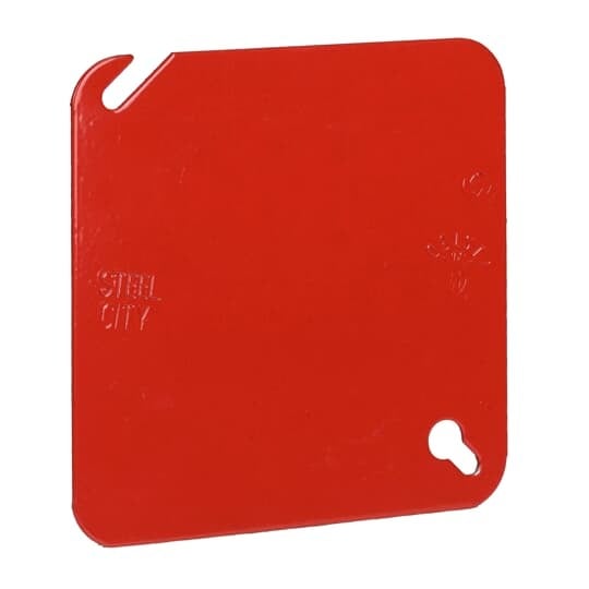 52-C-1RD Steel City Fire Alarm Box Cover, 4 in L x 4 in W, Blank/Flat Cover, Steel