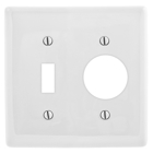 Hubbell Wiring Device Kellems, Wallplates, Nylon, 2-Gang, 1) Toggle,1).406" Opening, White