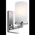 The Crosby 9.25in; 1 light  Wall Sconce  features a contemporary style with its clean lines and metal accents in Chrome finish and satin etched cased opal. The Crosby wall sconce works in several aesthetic environments, including traditional and modern.