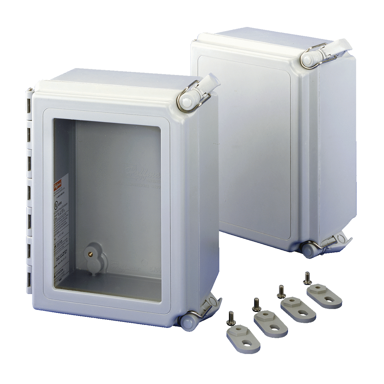 A664CHSCFG Enclosure, 6 in H x 6 in W x 4 in D, Continuous Hinged/Screw Cover, NEMA 4X/IP66 NEMA Rating, Fiberglass