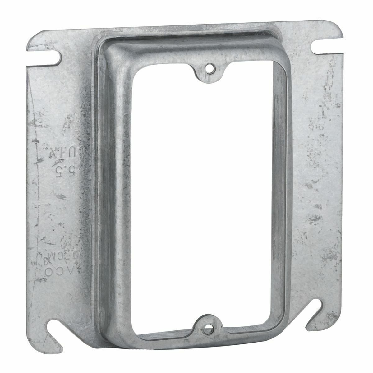 773 1-Device Raised Box Cover, 4 in L x 4 in W x 3/4 in D, Receptacle/Switch Cover, Drawn Steel