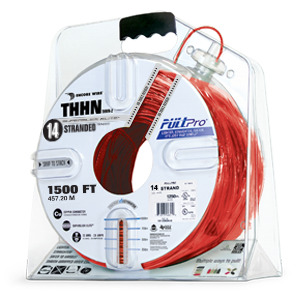 106100703458 PullPro Copper THHN Wire, 14 AWG, Stranded, Red, 1500 ft