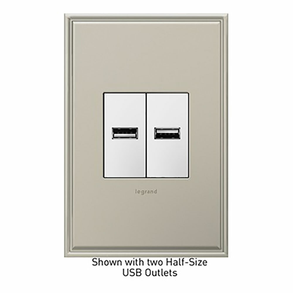 ARUSBW4 Adorne Half-Size USB Outlet, 5 VDC, 2.1 A, White