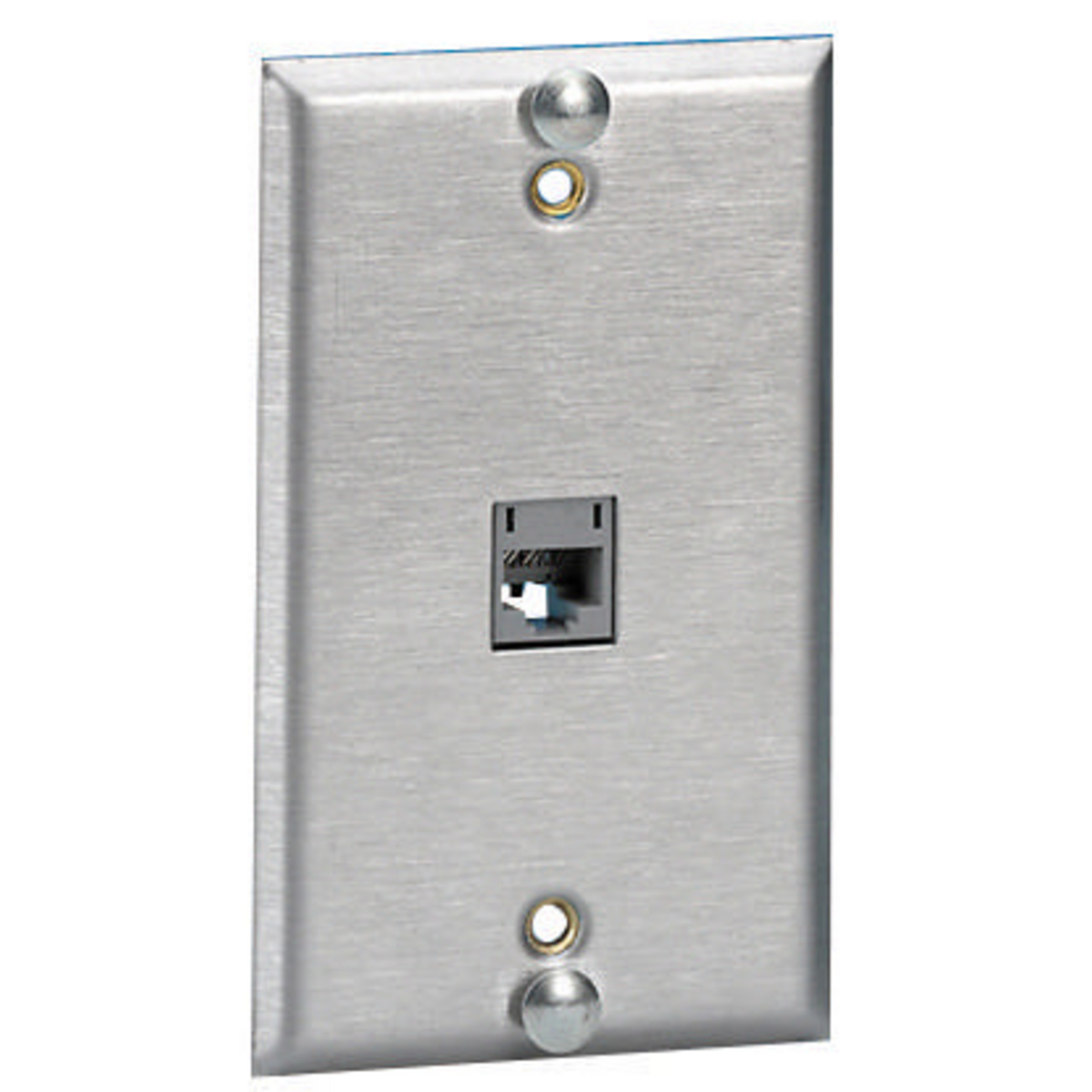 P630S1G Phone Wallplate, 1 Gangs, 4-1/2 in L x 2-3/4 in W, 422 Stainless Steel, Box Mount