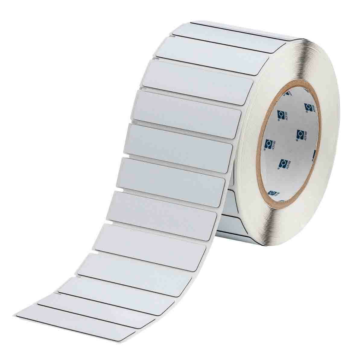 THTEP-175-593-.5 Rectangular Raised Panel Label, 3/4 in L x 3 in W, Colored Blank Legend, White, B-593 Polyester, 500 per Roll Labels