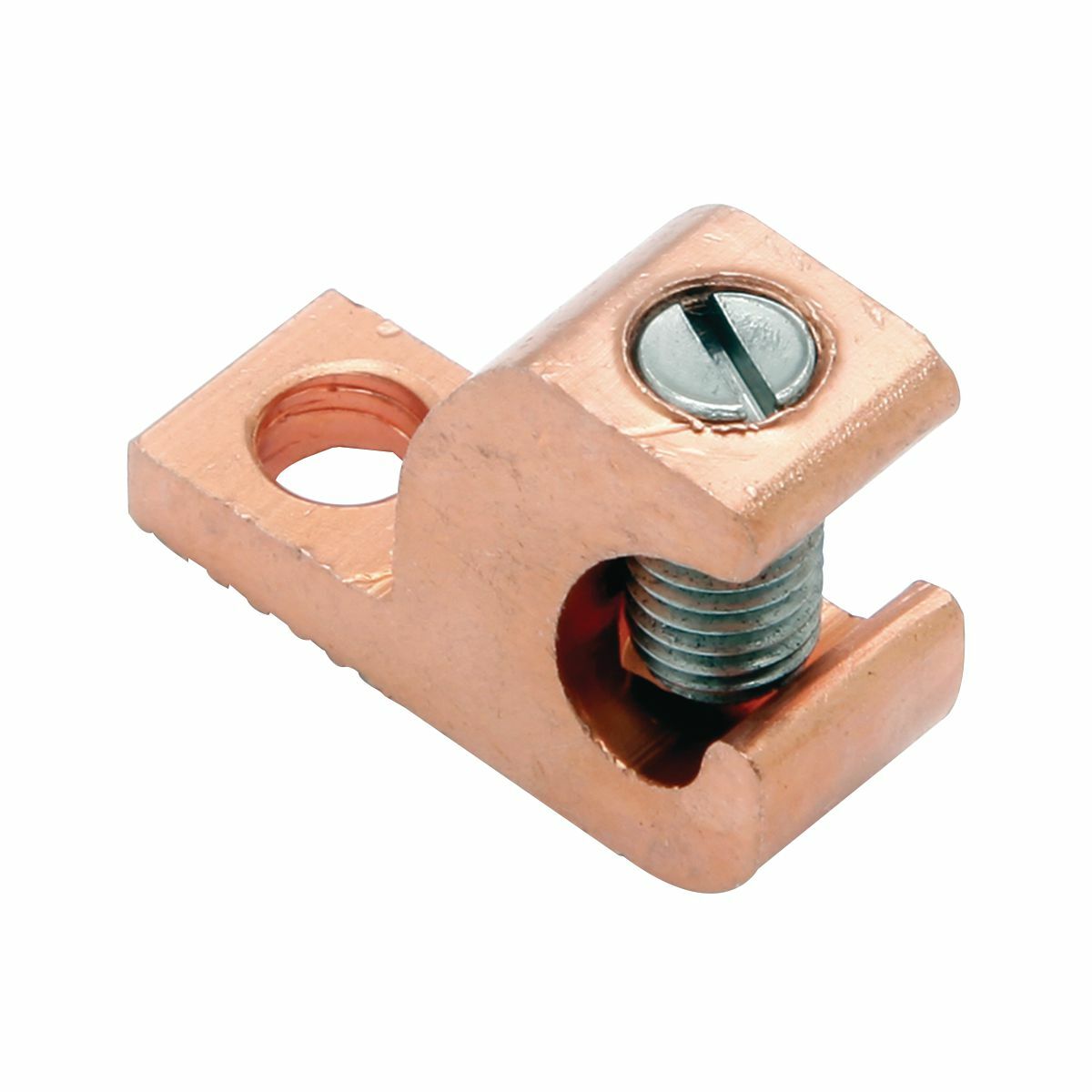 CL501 Open Faced Lay-In Lug, 14 to 4 AWG Copper Conductor, #10 Stud, 1 Bolt Holes, Electrolytic Copper