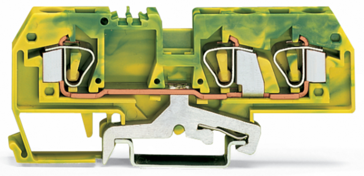 282-687 Operating Tool Ground Terminal Block, 24 to 10 AWG Wire, 1 Poles, DIN Rail Mount