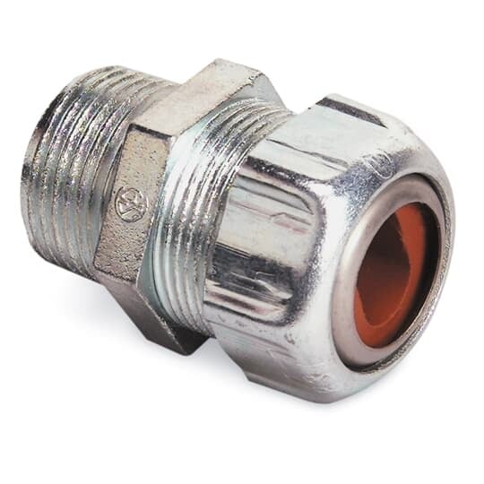 2433 T&B Watertight Cable Connector With Neoprene Bushing, 1 in Trade, 3/8 x 5/8 in to 1/2 x 3/4 in Cable Openings, Die Cast Zinc, Zinc Plated