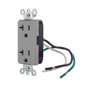 16352-LGY Decora Plus 1-Phase Duplex Heavy Duty Self-Grounding Straight Blade Receptacle, 125 V AC, 20 A, 2 Poles, 3 Wires, Gray
