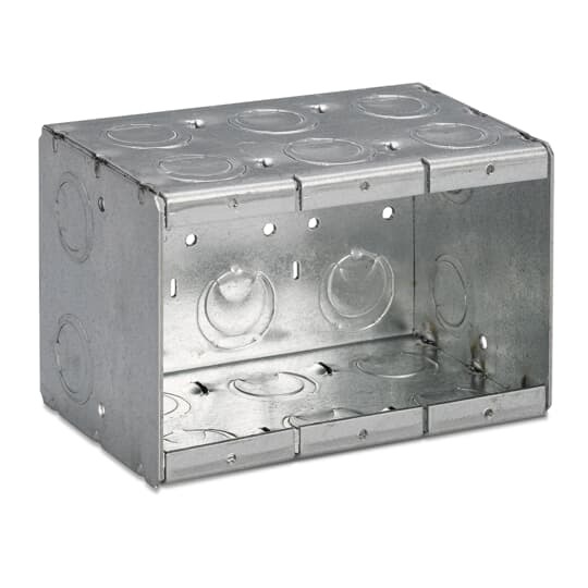 3-MB Steel City Deep Welded Masonry Box, Steel, 71 cu-in Capacity, 3 Gangs, 3 Outlets, 16 Knockouts