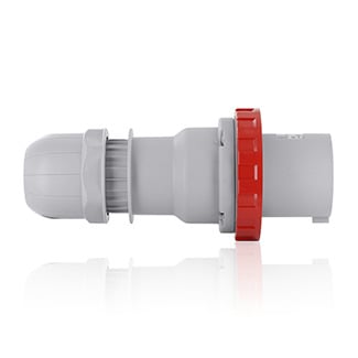 W3125-P11 Series I International Configuration Watertight Pin and Sleeve Plug, 125 A, 3 Poles, 4 Wires, Red