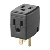 692-E Grounded Triple Cube Adapter, 125 V AC, 15 A
