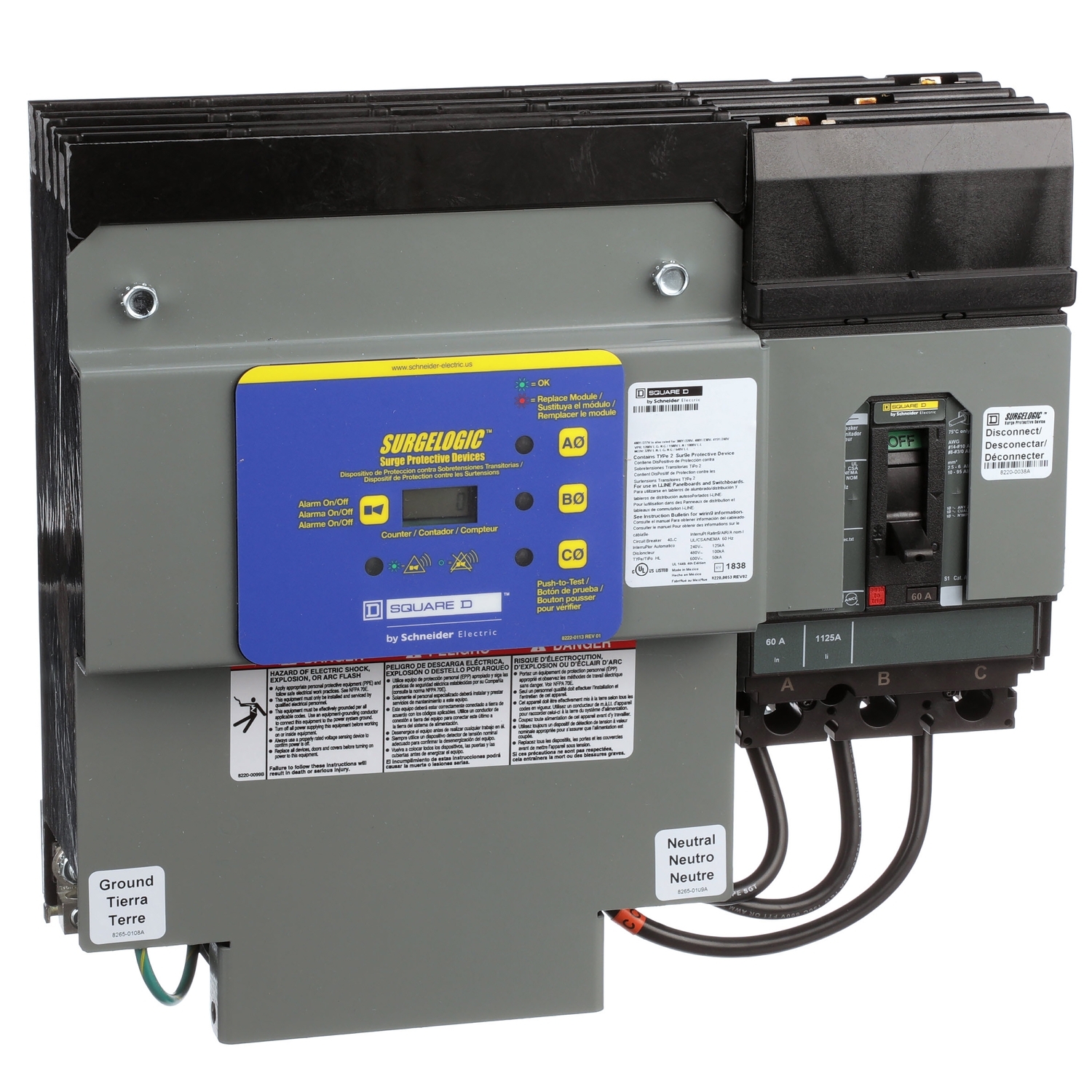 HR4IMA24C Surgelogic I-Line IMA Type 2 Surge Protective Device, 480Y/277 V AC, 3 Poles, 200 kA SCCR, 3 ph