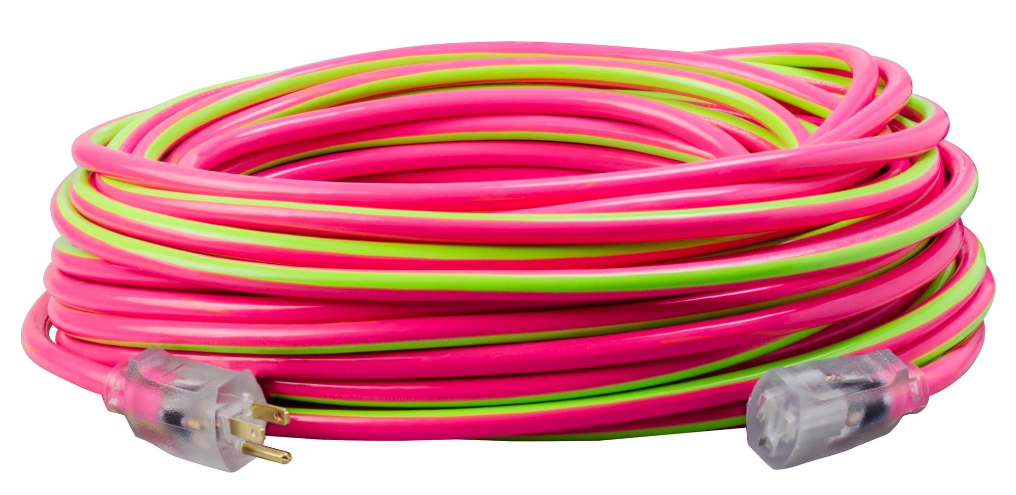 2549SW0077 Stripes & Cool Colors Heavy Duty High Visibility Extension Cord With Power Light Indicator, 125 V, 15 A, 1875 W, 100 ft L Cord, 3 Conductors