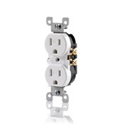 T5320-SW Duplex Tamper and Weather-Resistant Straight Blade Receptacle, 125 V AC, 15 A, 2 Poles, 3 Wires, White