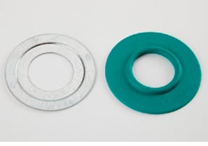 Mighty-Seal 1" to 3/4" Raintight Reducing Washers.  Product contains one coated and one uncoated galvanized steel reducing washer.  Maintains Raceway Integrity.  Sunlight Resistant.  Suitable for Wet Locatons.