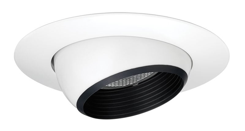 208N WWH Adjustable Round Eyeball Trim, 5 in ID x 6-1/4 in OD, Incandescent Lamp, For Use With IC20, IC20W, IC20S, IC20R, TC20, TC20S and TC20R Series Housing