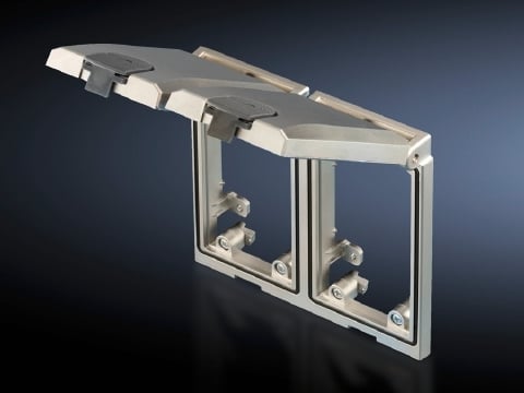 2482330 Modular Double Interface Cover With Metal Flap, For Use With TS8 Series Enclosure, IP65, Die Cast Zinc/Polycarbonate, Graphite Gray/Sulfur Yellow