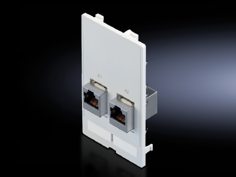 2482560 Modular Interface Cover With (2) RJ45 Jack/Jack Cat 5e Interface Insert, IP65, Die Cast Zinc/Polycarbonate, Graphite Gray/Sulfur Yellow