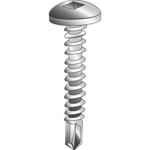 8 x 5/8" Tek Screws, Pan Head, Square Drive, Zinc