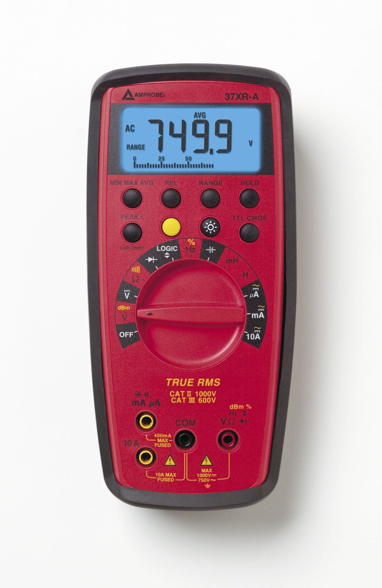 30XR-A Full Size Digital Multimeter With VolTect Non-Contact Voltage Detection, 2 to 500 VAC/VDC, 200 mVAC/mVDC, 200 uA, 2 to 200 mA, 10 A, 200 Ohm/2 to 200 kOhm/2 to 20 MOhm, 3-1/2 Digits 1999 Counts LCD Display