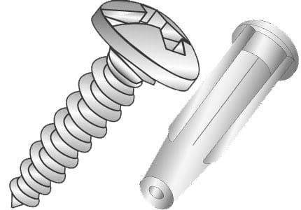 #10 Plastic Expander Anchor Kit, 10 x 1-1/2" Pan Head, Phillips/Slotted, Zinc Plated, 1/4" Carbide Bit