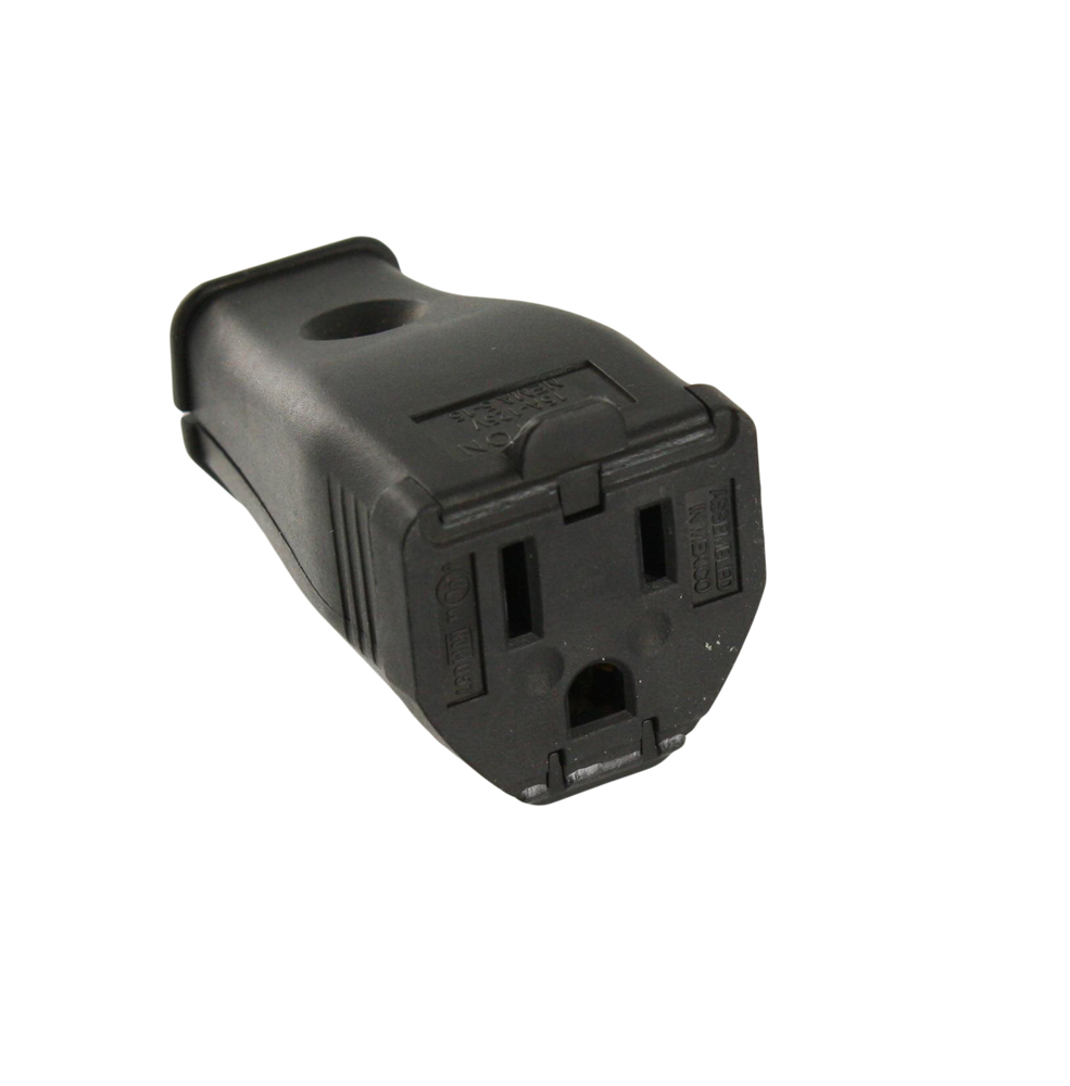 3W102-E Clamptite Grounding Hinged Straight Blade Connector, 125 V AC, 15 A, 2 Poles, 3 Wires, Black