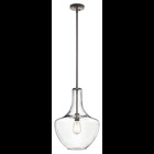 The Everly(TM) 19.75 one light bell shaped pendant comes with a curved, glass blown container featuring clear glass and an Olde Bronze finish for a simple and elegant look. The Everlyfts versatile design coordinates with a variety of styles and can be used singularly, in multiples or arranged at varying heights to elevate the room.