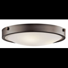 This versatile 3 light flush mounted ceiling fixture features a warm, Olde Bronze finish and Stain Etched White Glass that will effortlessly highlight any space in your home.