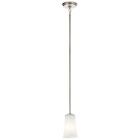 The Armida(TM) 8in; 1 light mini pendant features a contemporary look with clean lines with its Brushed Nickel finish and satin etched white glass. The Armida is perfect in several aesthetic environments including transitional and modern.