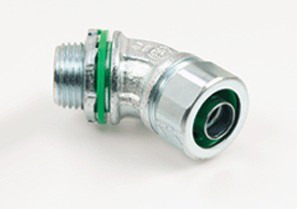 Connector, Liquid Tight, 45 Degree, US Steel, Size 1 Inch, Insulated Throat