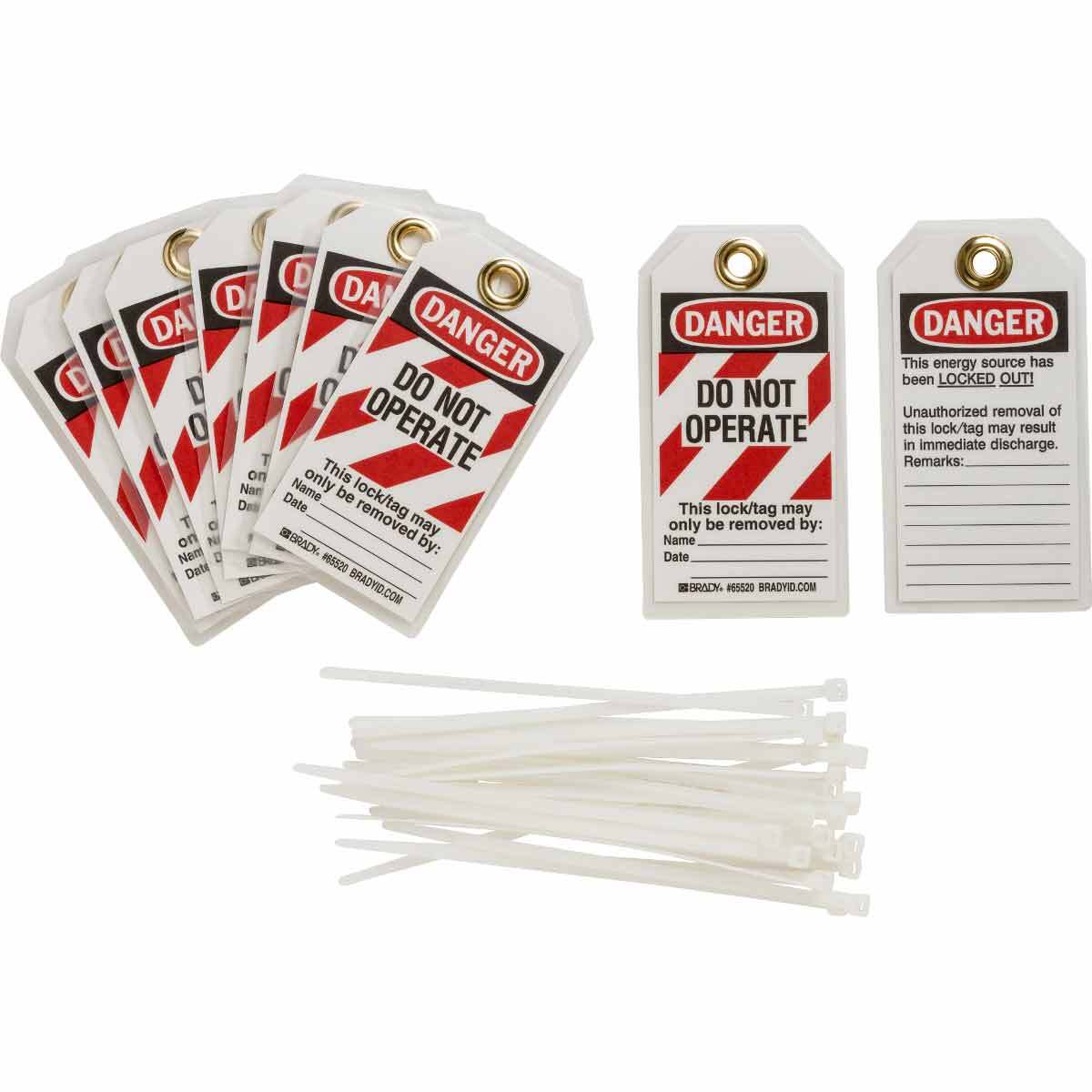 122980 Rectangular Lockout Tag, 5-3/4 in H x 3 in W, 3/8 in Hole, B-837 Heavy Duty Polyester