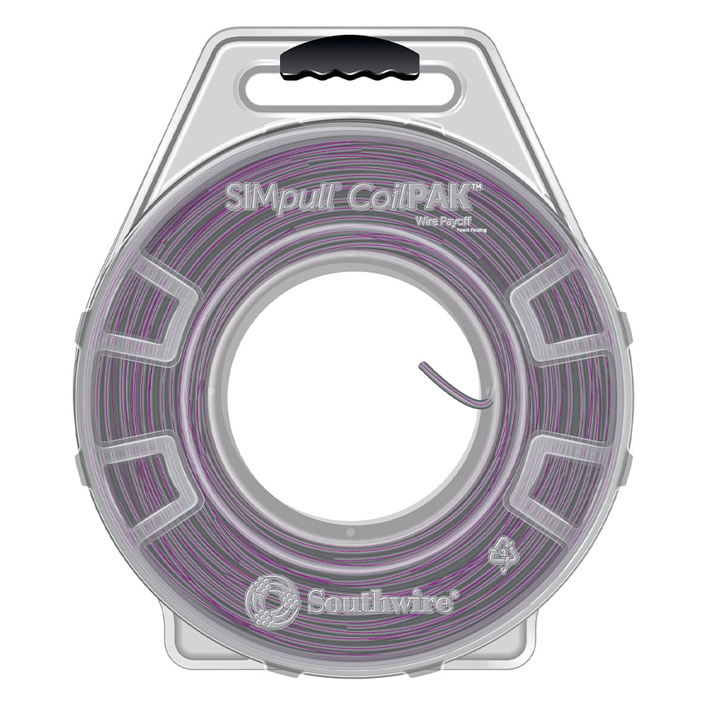 58018805 THHN Wire, 12 AWG, Copper Conductor, Stranded, Gray/Purple, 2000 ft CoilPak